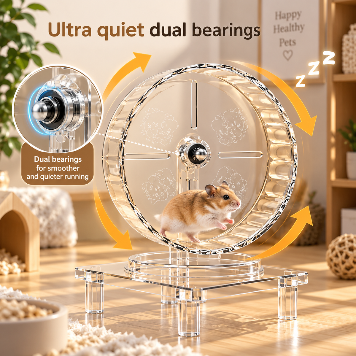 Silent Transparent Hamster Running Wheel – 3 Sizes | 18cm, 21cm, 24cm