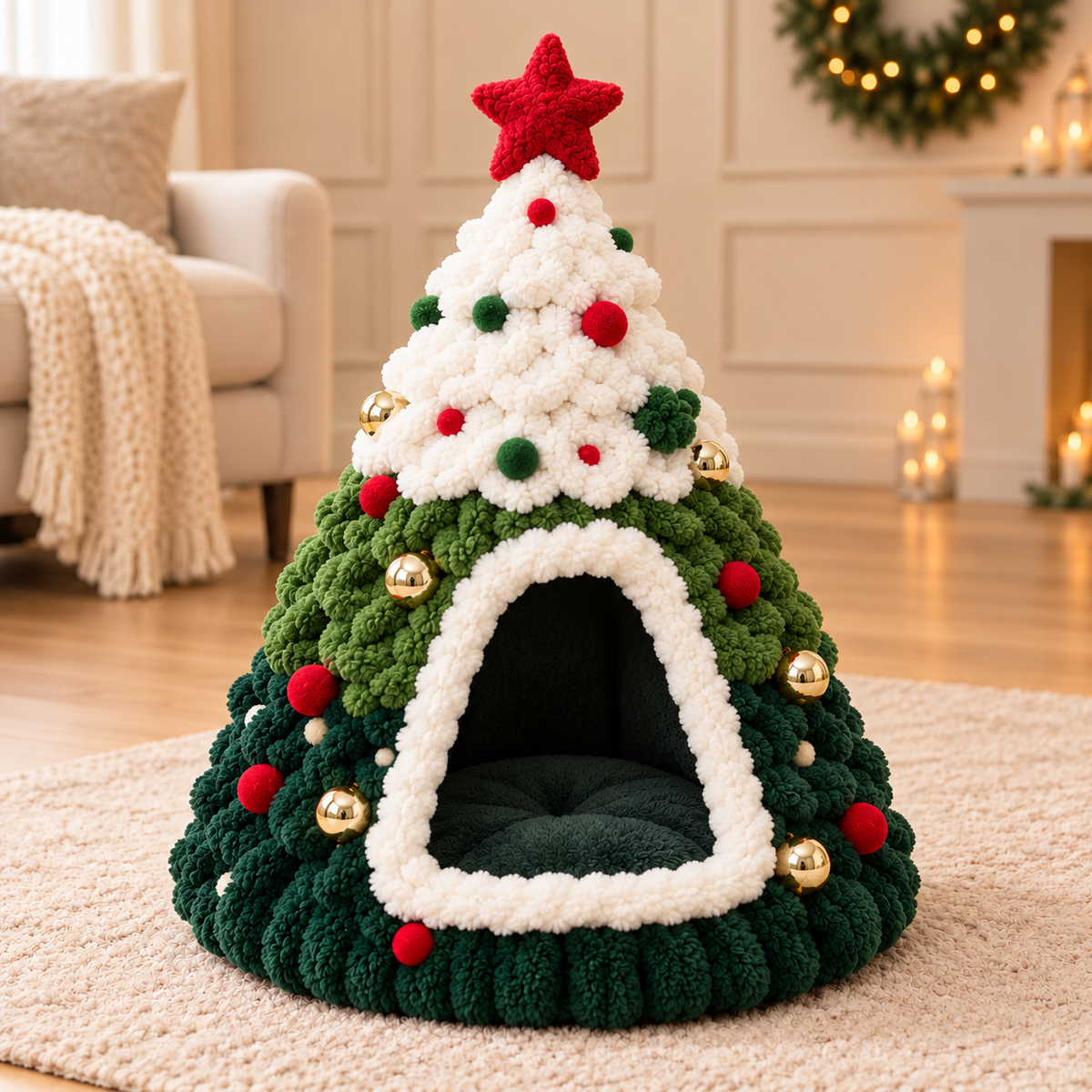 Christmas Tree Cat Cave Bed – Ready-Made