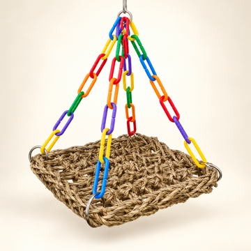 Woven Hanging Bird Swing Platform – 18 × 18 cm