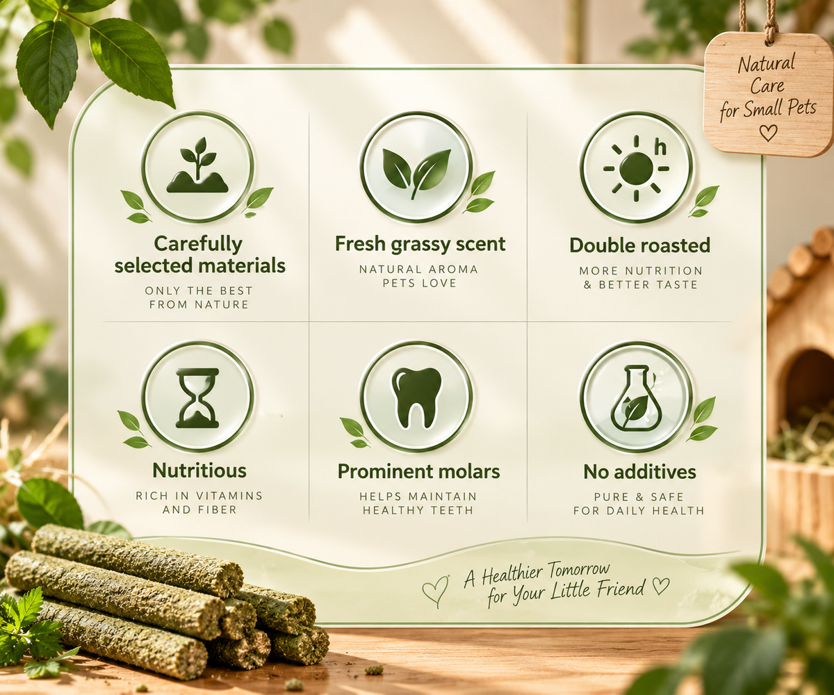 Natural Chew Sticks for Small Pets – Timothy Grass, Carrot & Herbal Flavours | 6 Varieties