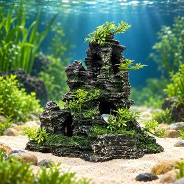 Mountain Landscape Aquarium Ornament with Fish Hideout Caves