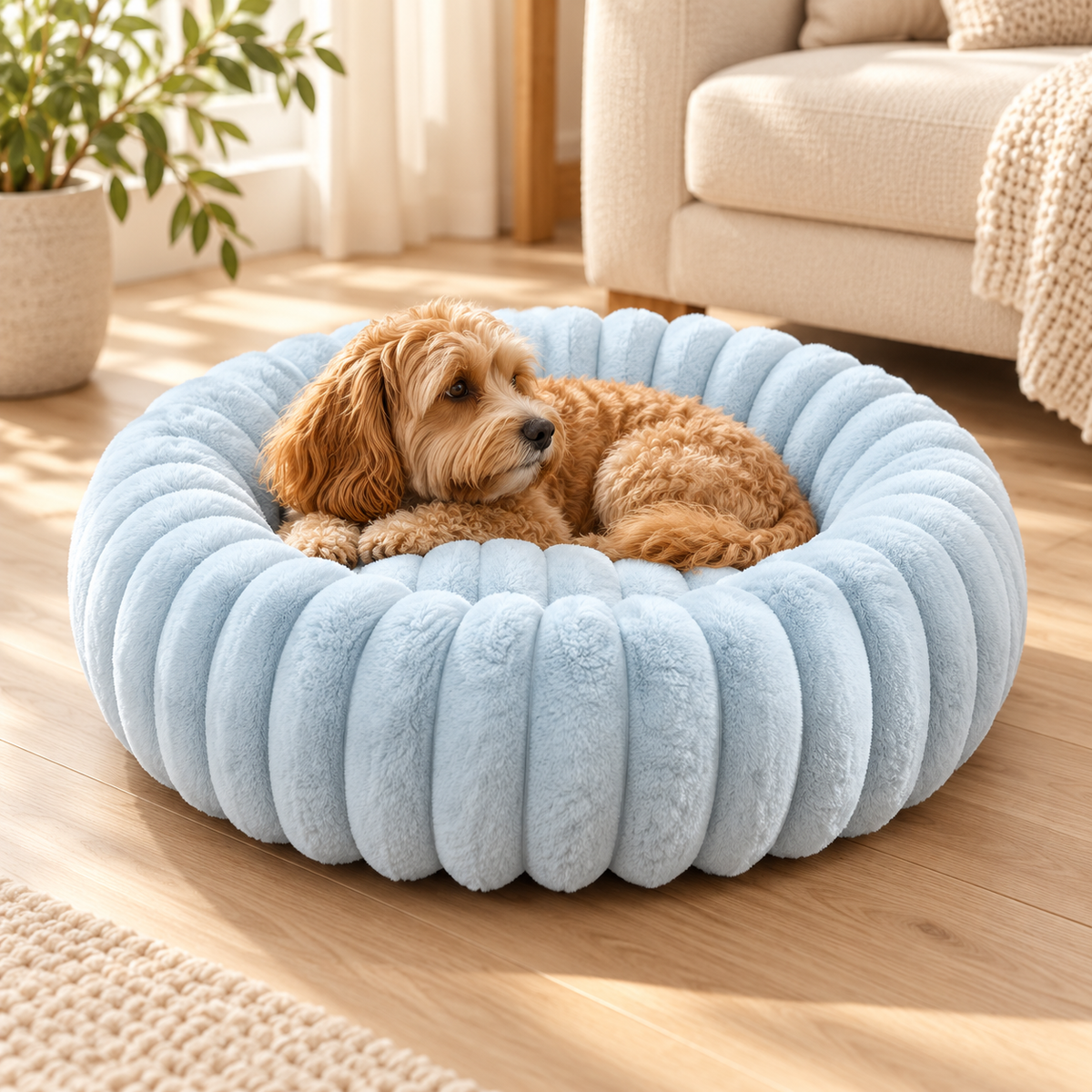 Round Long-Plush Dog Bed