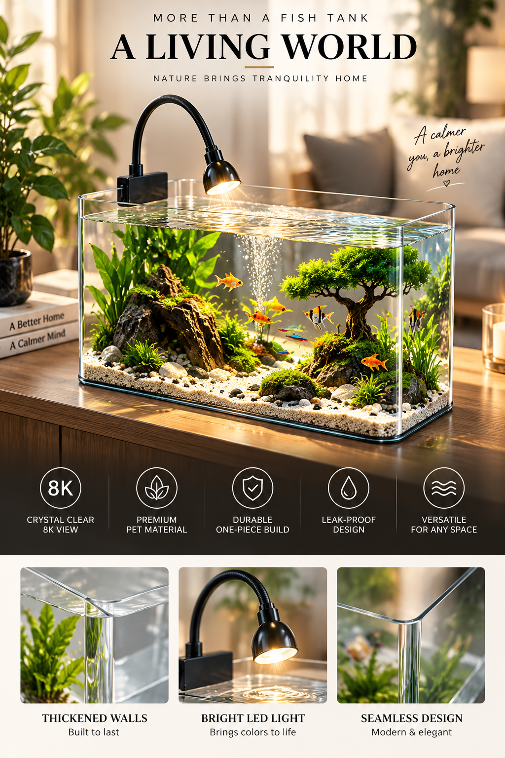 Transparent Acrylic Fish Tank | Desktop Aquarium for Fish & Turtles