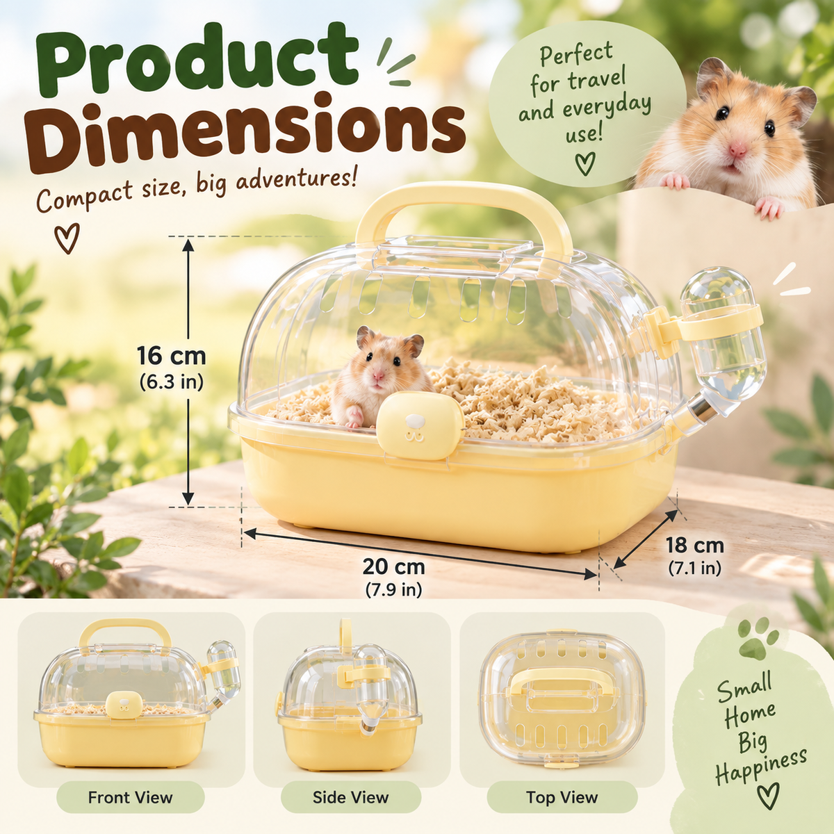 Portable Hamster Travel Carrier – Transparent Mini Cage with Handle