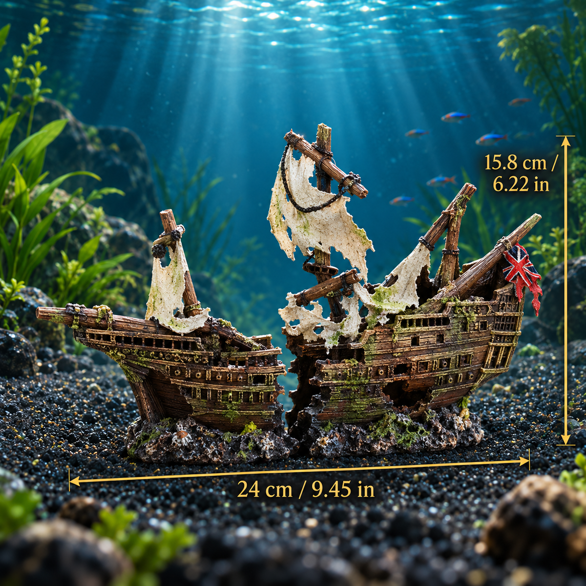 Pirate Shipwreck Aquarium Ornament with Fish Hideouts
