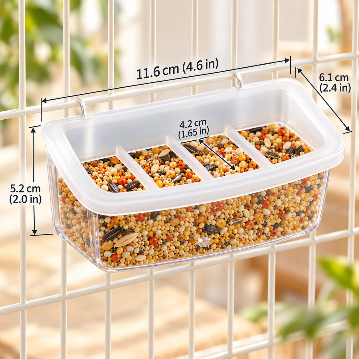 Hanging Bird Cage Feeding Bowl with Splash Guard