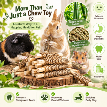 Additional view of Natural Bamboo & Seagrass Chew Toys for Small Pets – Pack of 15 | Rabbits, Guinea Pigs, Chinchillas & Hamsters