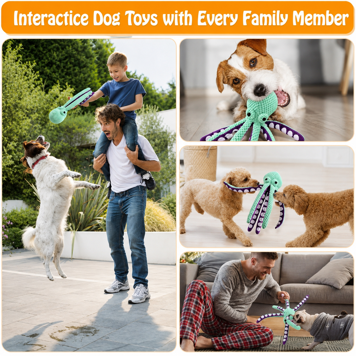 Plush Octopus Squeaky Toy for Dogs