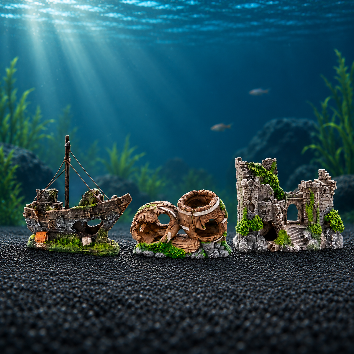 Medieval Castle Aquarium Ornament with Fish Hideouts