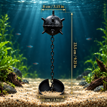 Floating Naval Mine Aquarium Ornament with Chain