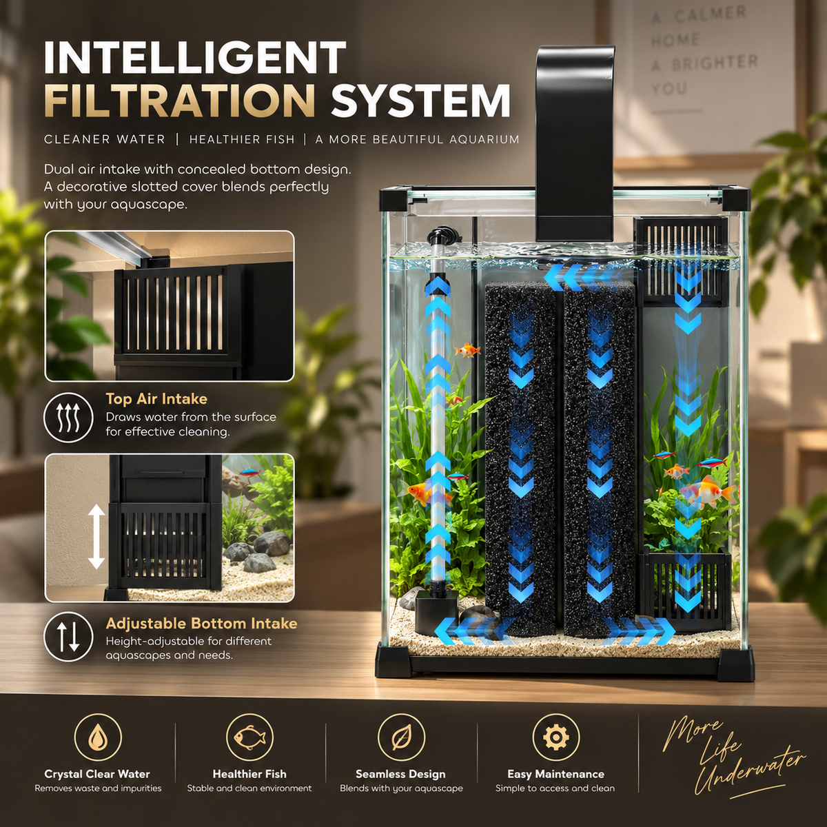 PawHut 36L Tempered Glass Aquarium Kit | Nano Tank with Filter, 5W Pump & LED Light