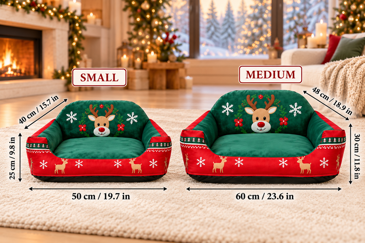 Christmas Sofa Pet Bed for Cats & Small Dogs