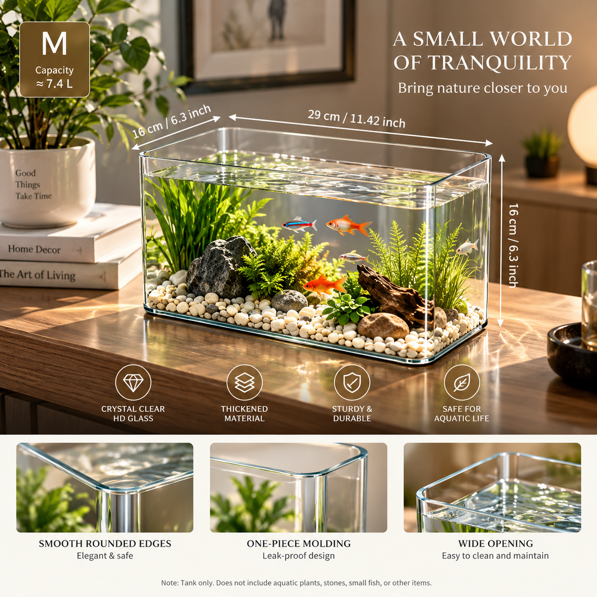 Transparent Acrylic Fish Tank | Desktop Aquarium for Fish & Turtles