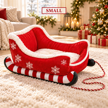 Christmas Sleigh Pet Bed for Cats & Small Dogs