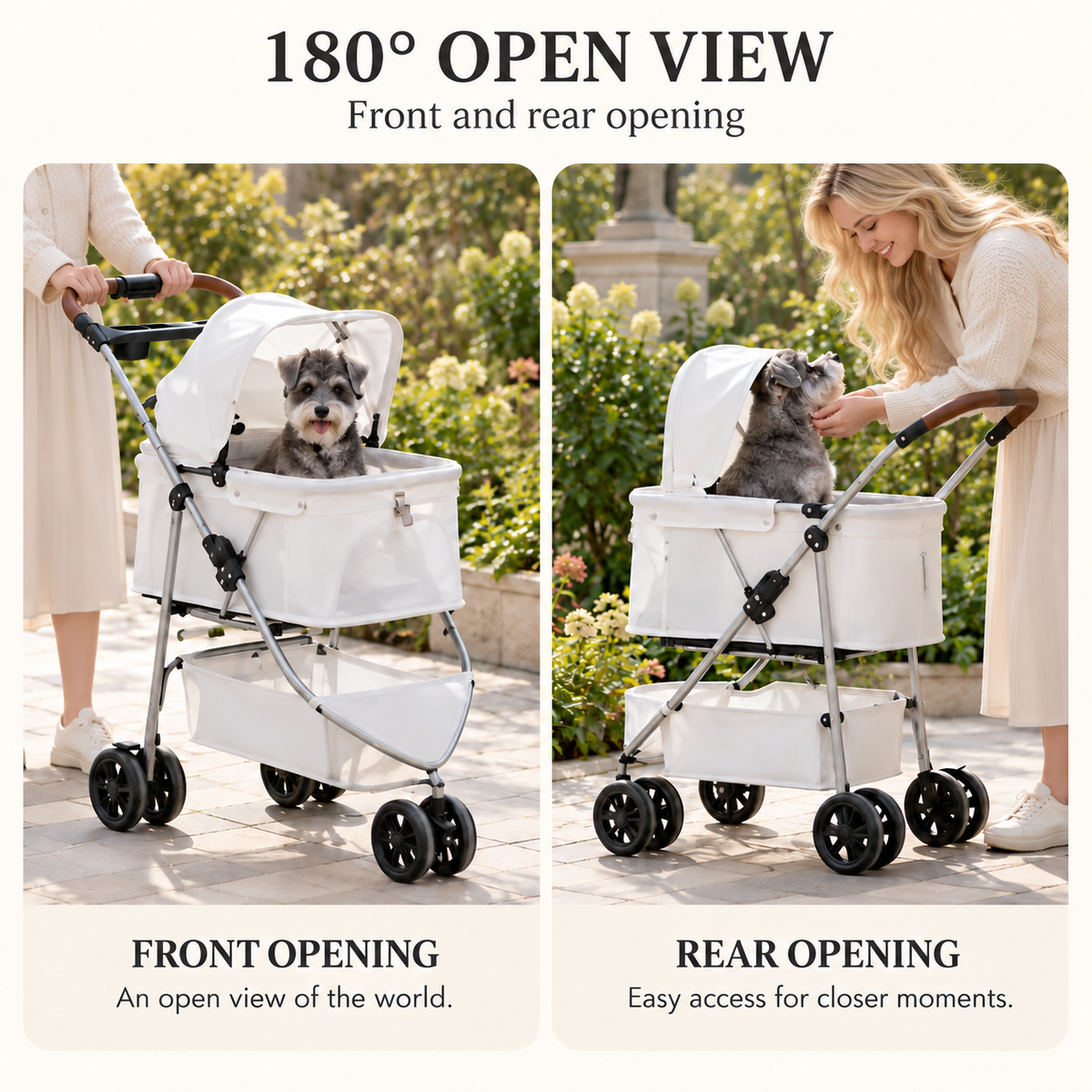3-Wheel Pet Stroller with Detachable Basket