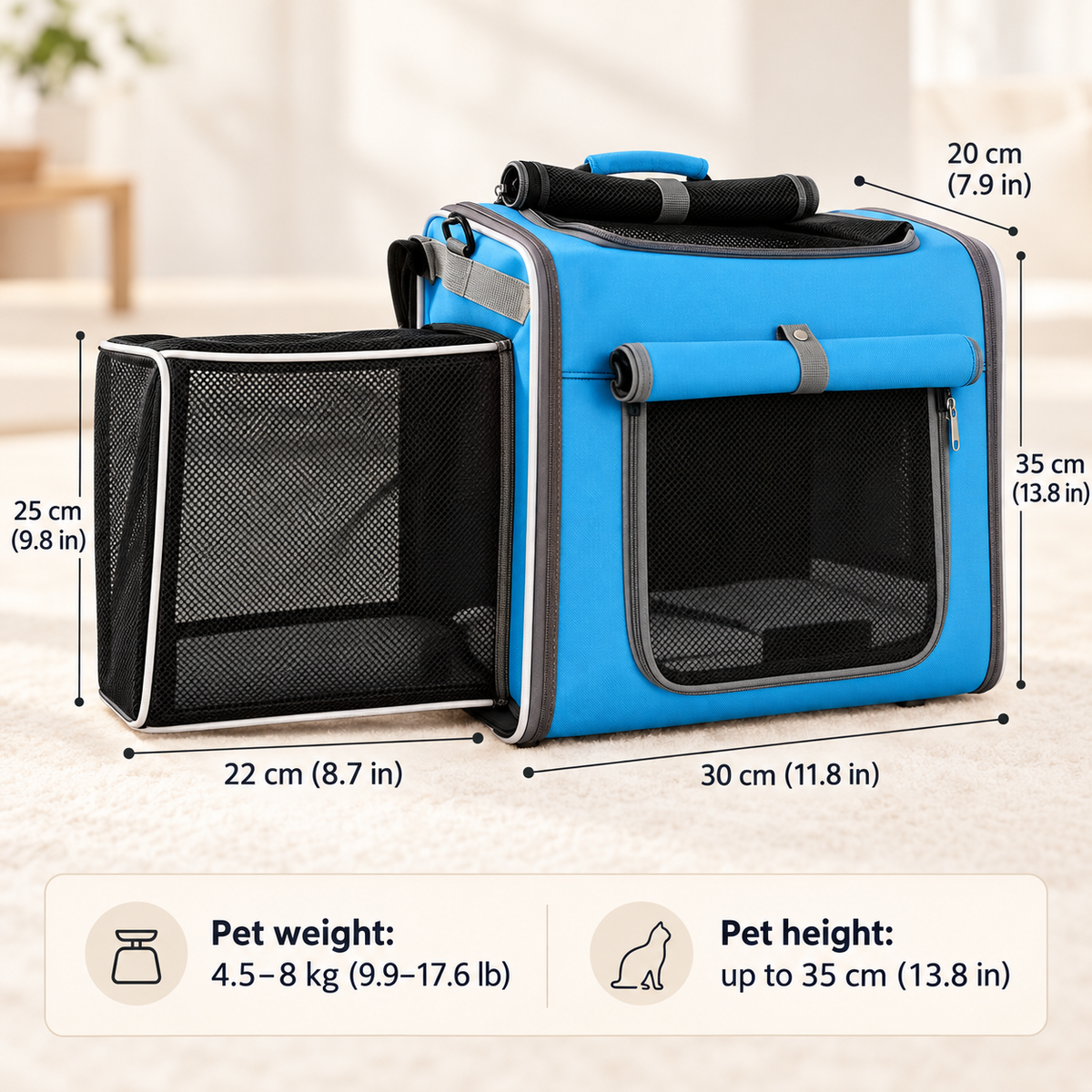Expandable Bike Basket & Travel Carrier for Dogs & Cats
