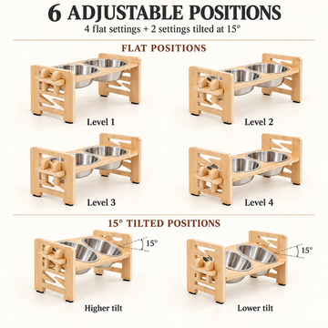 Adjustable Wooden Pet Feeder with Double Bowls