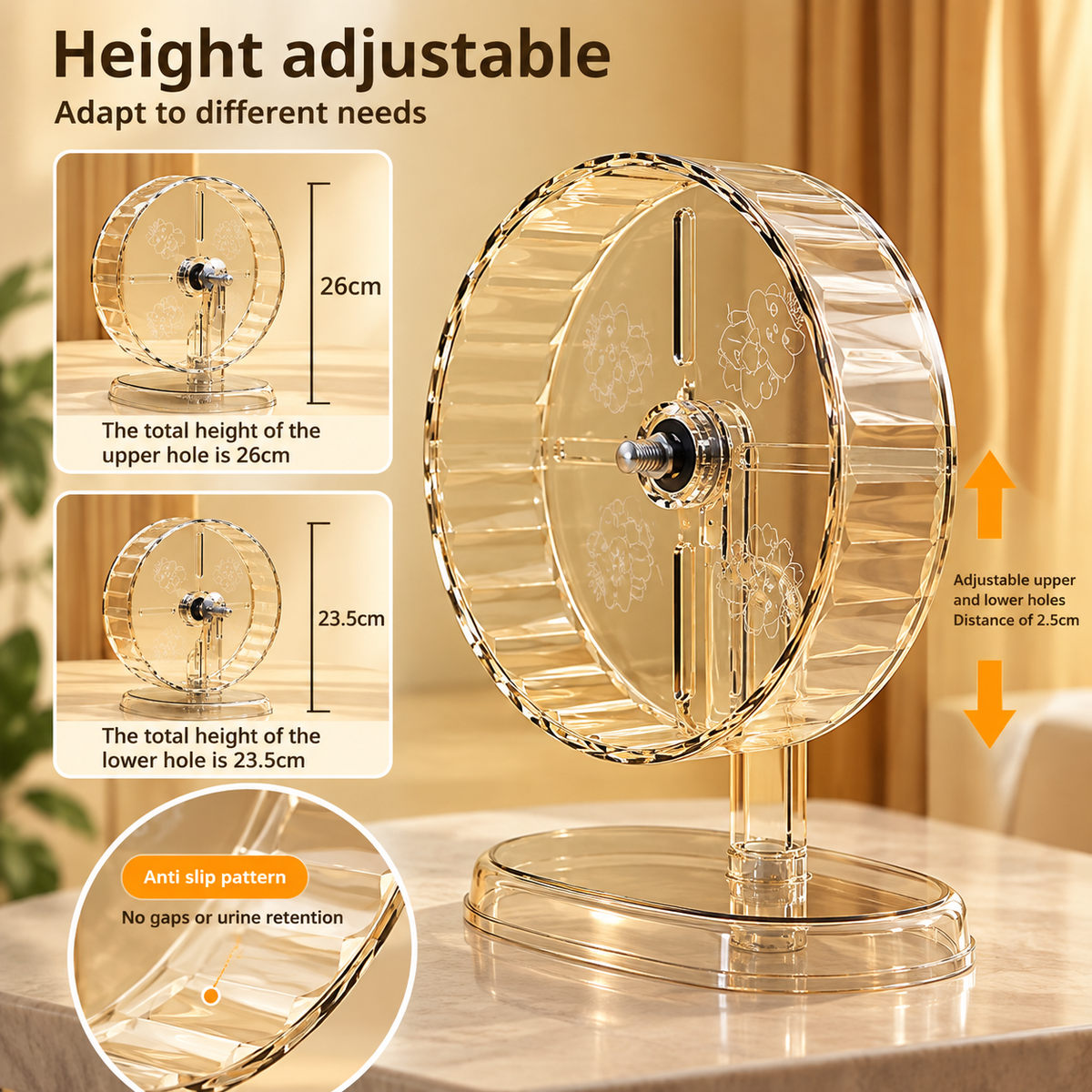 Silent Transparent Hamster Running Wheel – 3 Sizes | 18cm, 21cm, 24cm