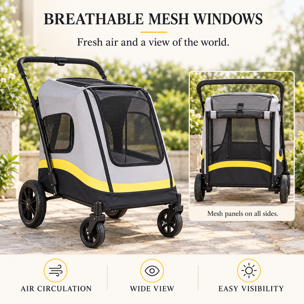 4-Wheel Folding Dog Stroller in Multiple Sizes
