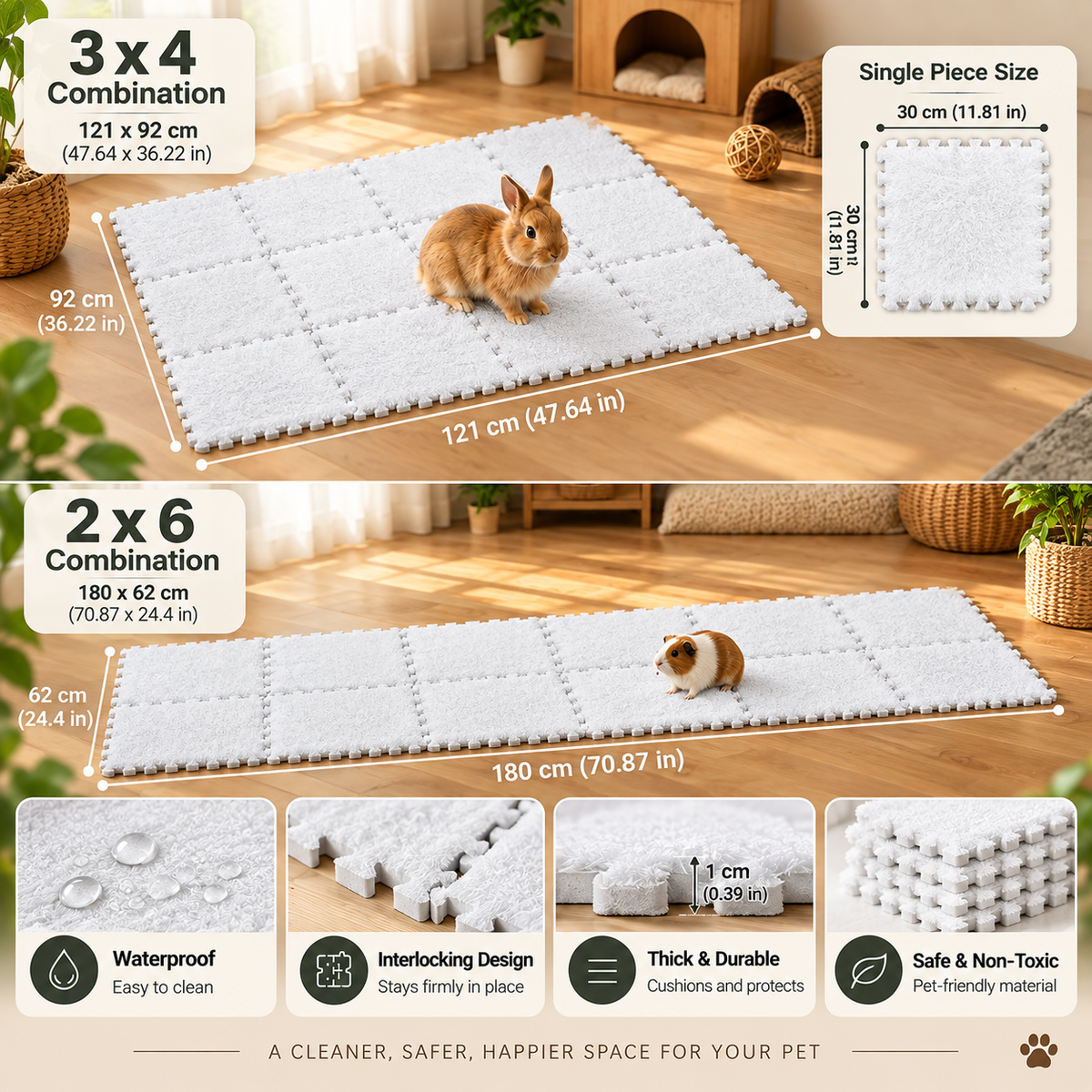 Waterproof Fleece Cage Liner for Small Pets | Pack of 4 or 10 | Rabbits, Guinea Pigs, Hamsters & Chinchillas