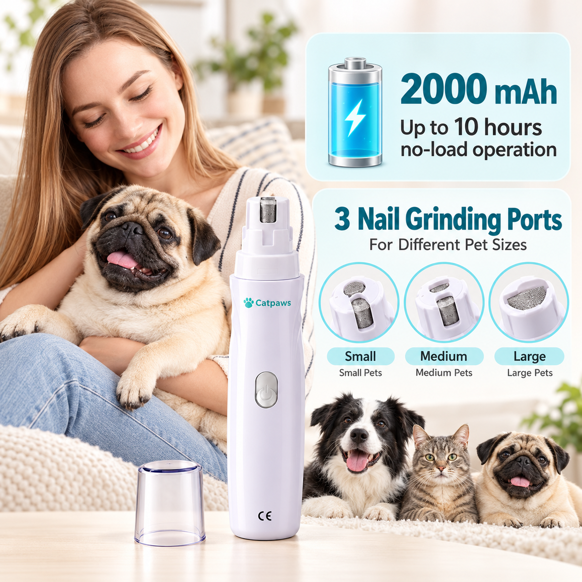 Rechargeable Dog Nail Grinder & Replacement Heads