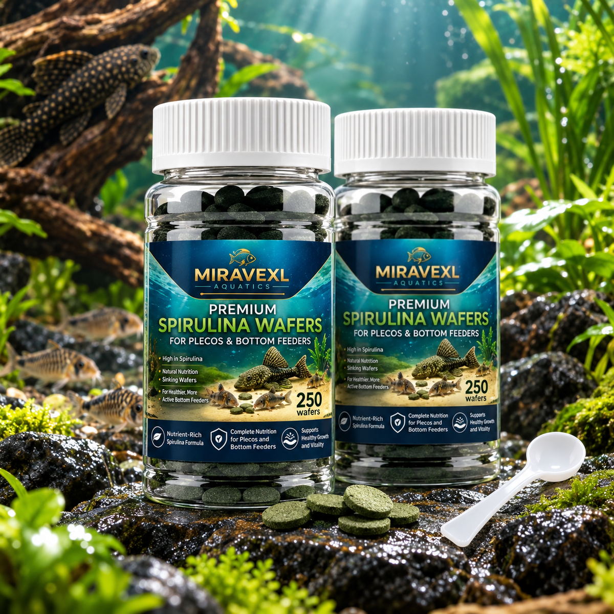 Spirulina Sinking Tablets for Bottom Feeders, Plecos & Shrimp