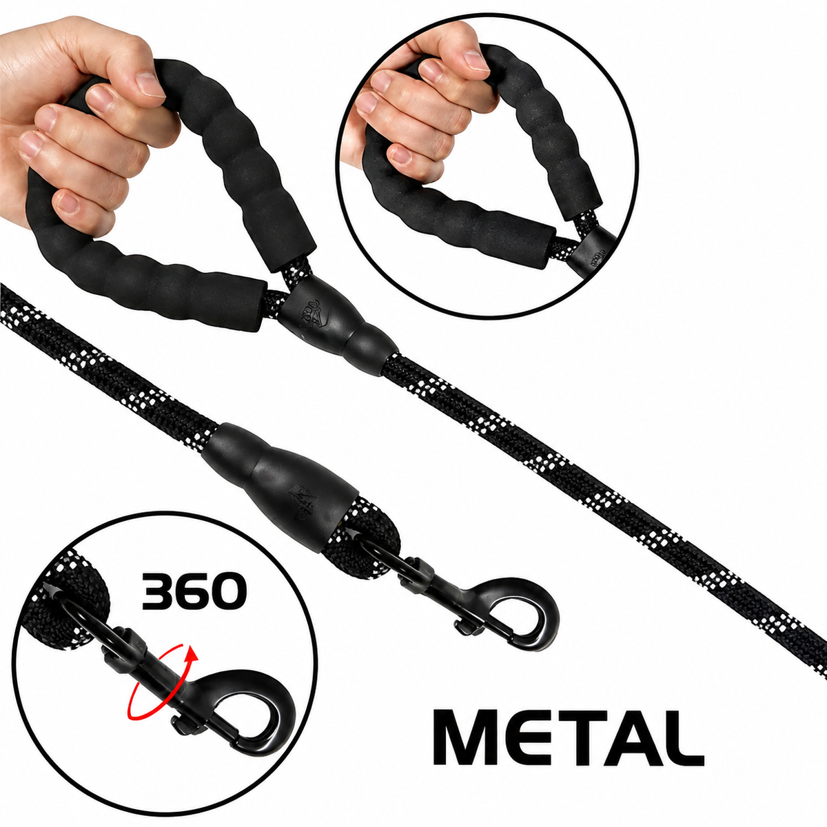 Reflective Dog Leash – Strong Nylon Rope with Soft Handle