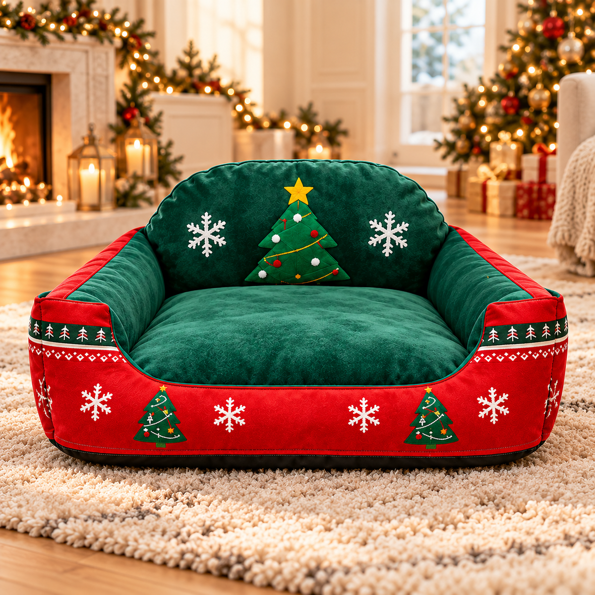 Christmas Sofa Pet Bed for Cats & Small Dogs