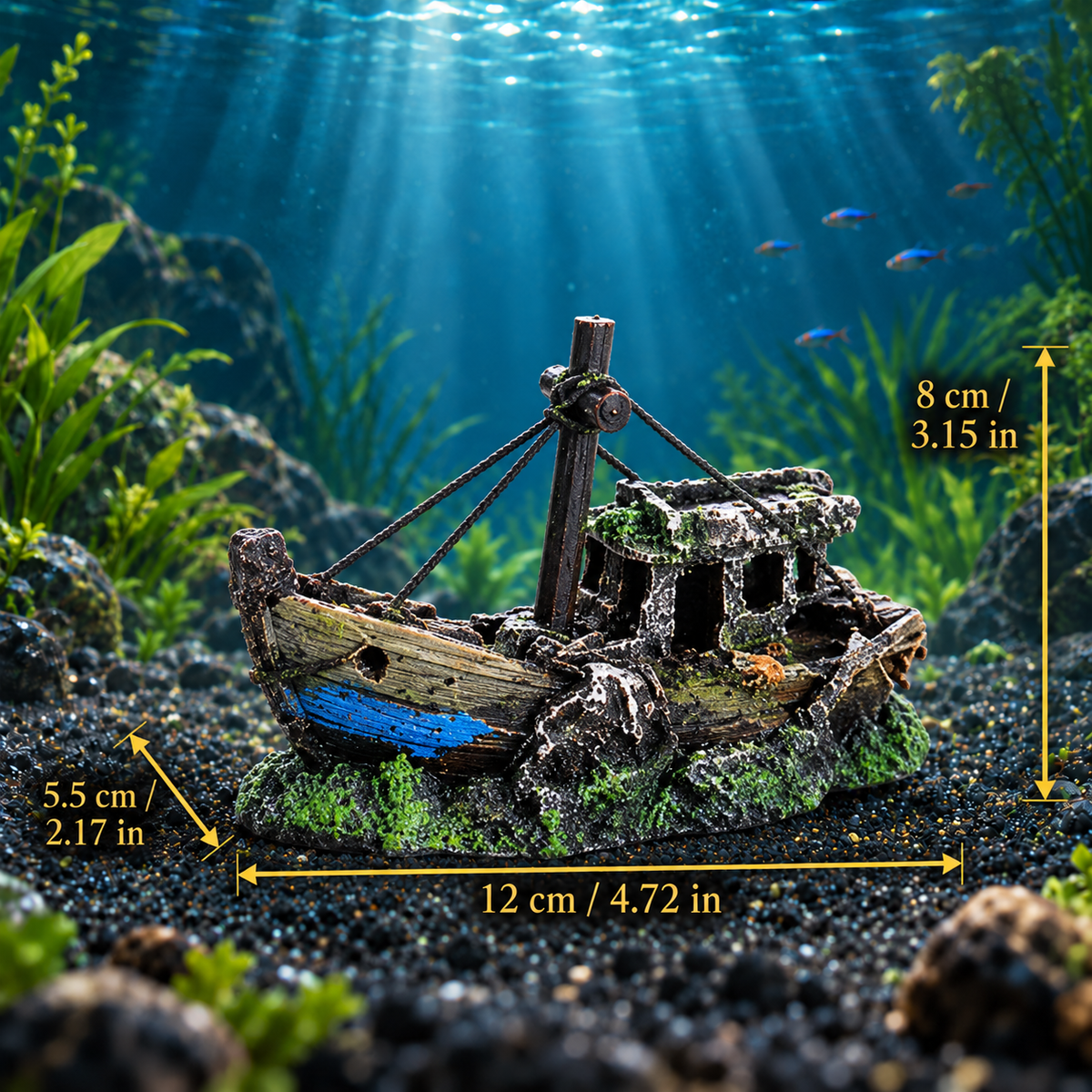 Pirate Shipwreck Aquarium Ornament with Fish Hideouts