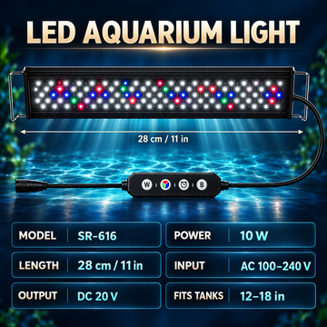 Full-Spectrum Aquarium LED Light with Timer & Adjustable Brightness