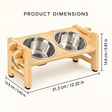 Adjustable Wooden Pet Feeder with Double Bowls