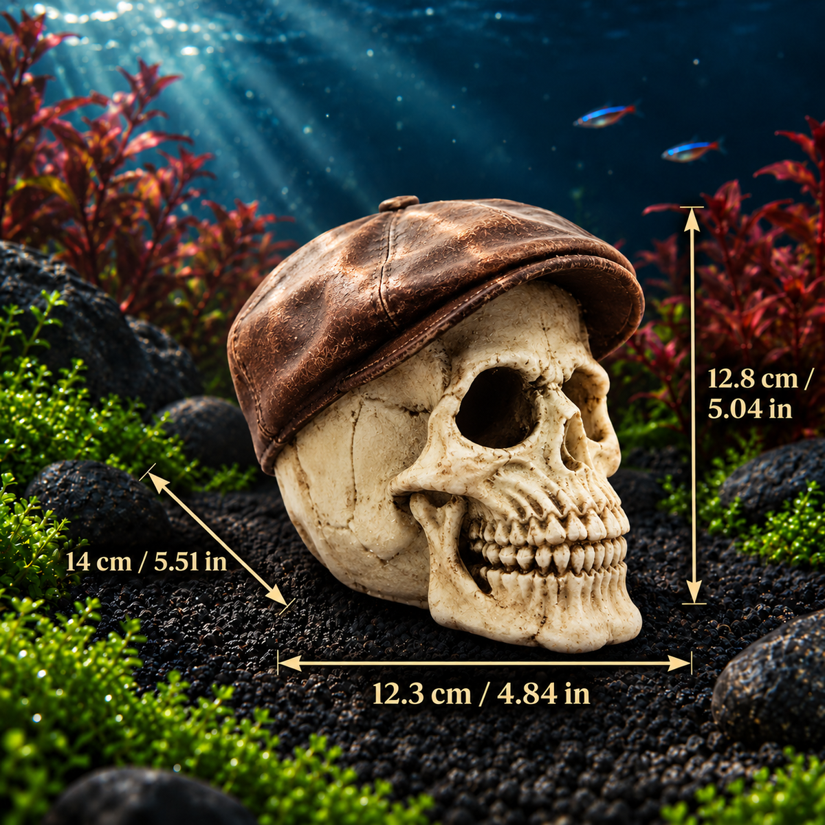 Resin Skull Hideout Ornament for Aquariums & Terrariums
