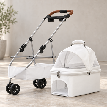 3-Wheel Pet Stroller with Detachable Basket