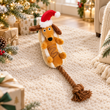 Christmas Dachshund Plush Dog Toy for Small & Medium Dogs