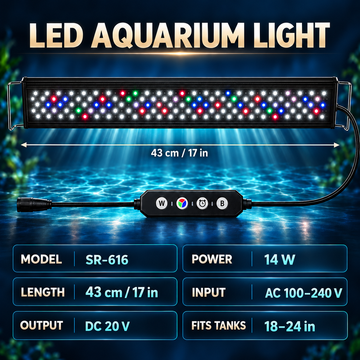 Full-Spectrum Aquarium LED Light with Timer & Adjustable Brightness