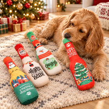 Christmas Squeaky Plush Bottle Dog Toy