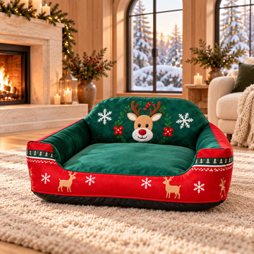 Christmas Sofa Pet Bed for Cats & Small Dogs
