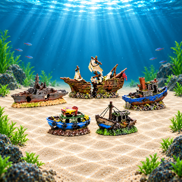 Pirate Shipwreck Aquarium Ornament with Fish Hideouts
