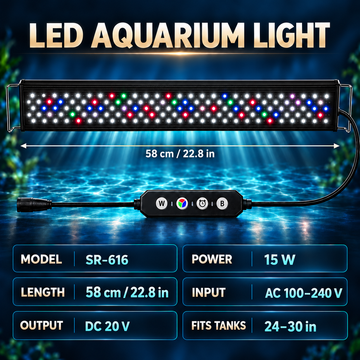 Full-Spectrum Aquarium LED Light with Timer & Adjustable Brightness