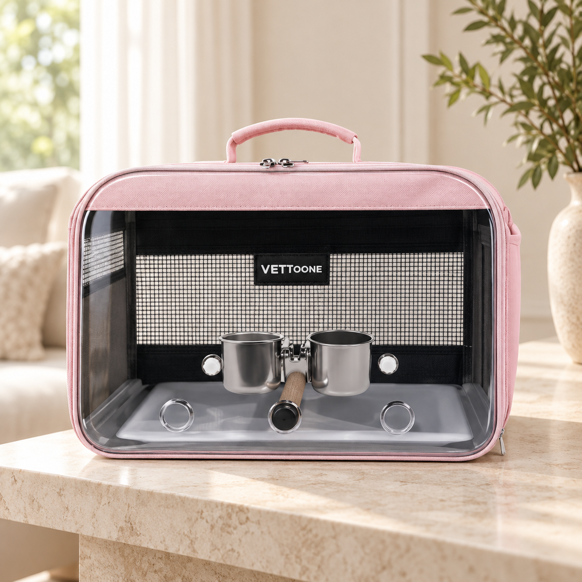 Bird Travel Carrier Bag with Perch & Feeding Cups