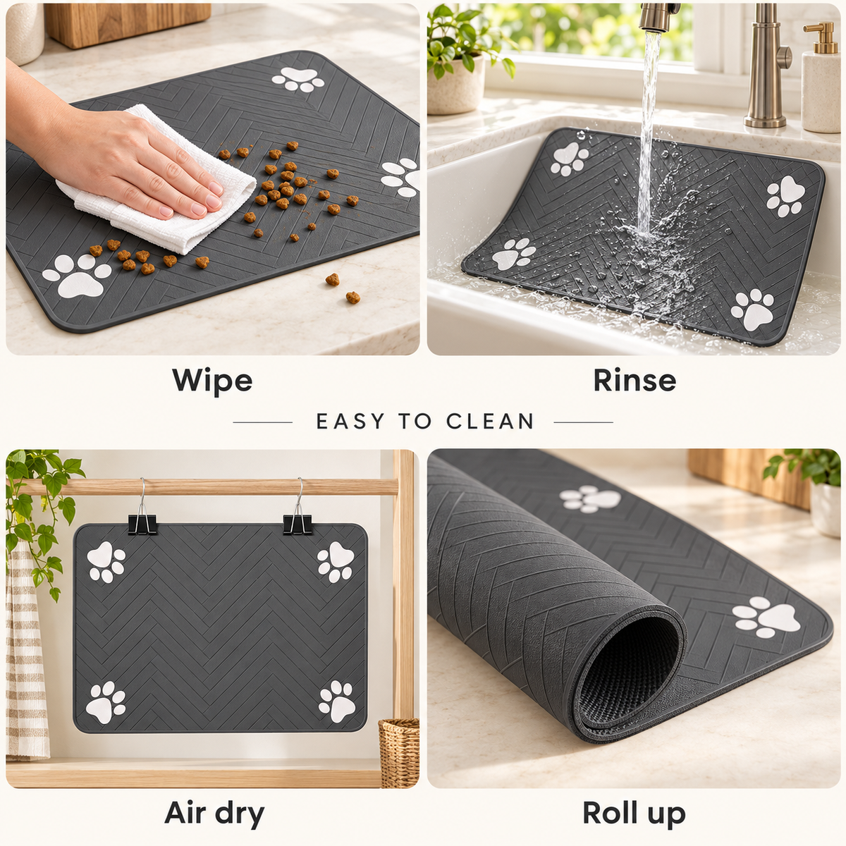Absorbent Pet Feeding Mat for Dogs & Cats