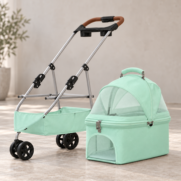 3-Wheel Pet Stroller with Detachable Basket