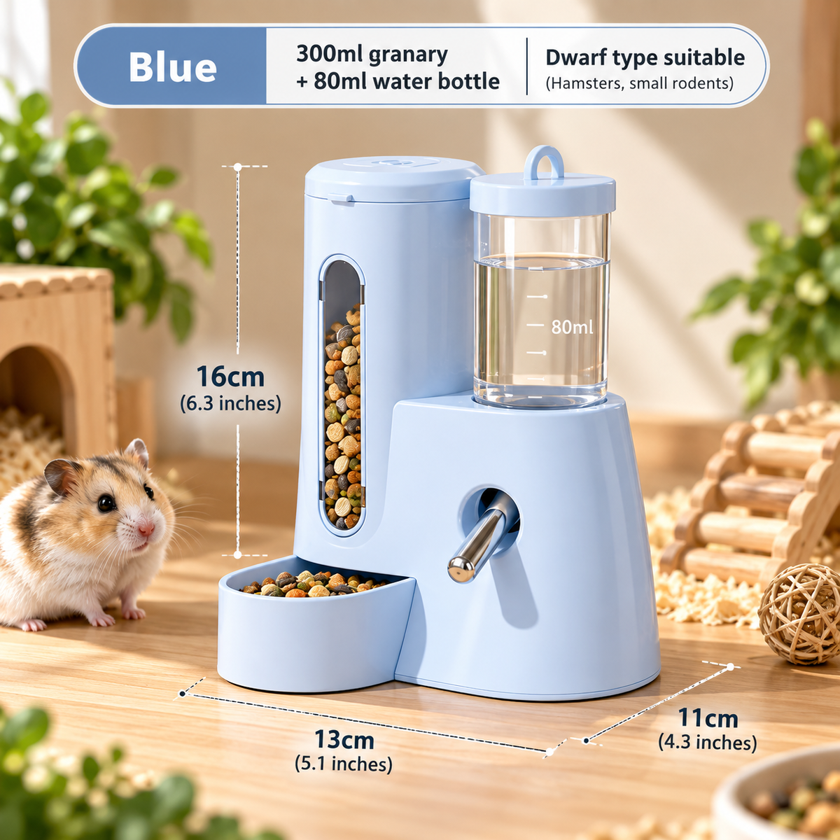 2-in-1 Hamster Feeder & Waterer – Large Capacity Leakproof Automatic Dispenser