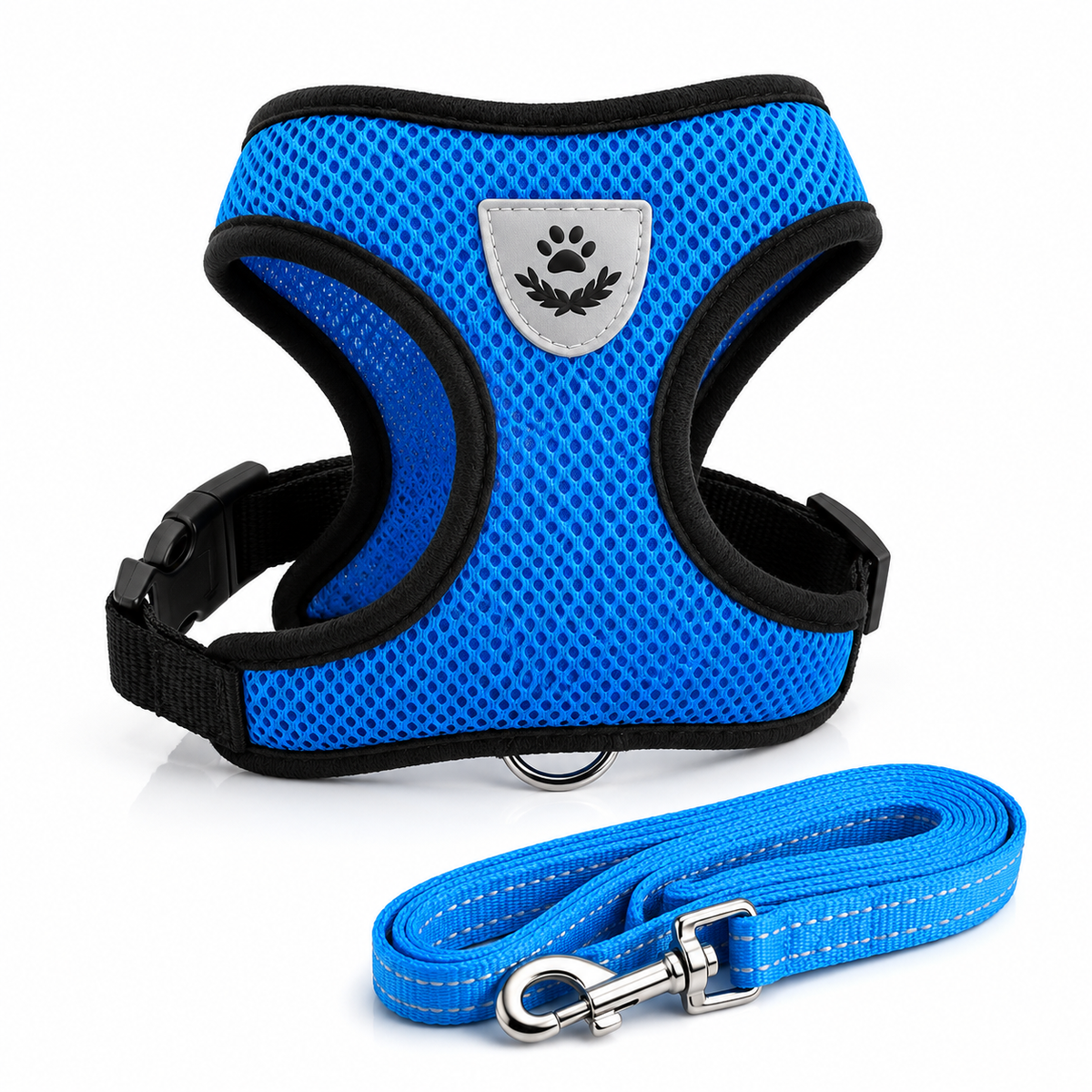 Breathable Mesh Harness with Leash – Adjustable & Reflective for Dogs and Cats
