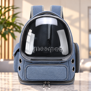 Transparent Pet Carrier Backpack | Space Capsule Travel Bag for Cats & Small Dogs in blue
