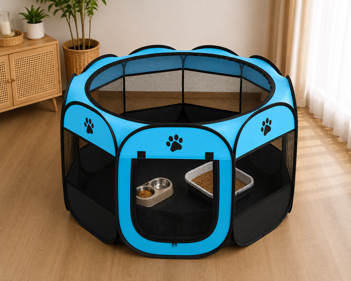 Foldable Octagonal Pet Tent – Indoor & Outdoor Portable Playpen