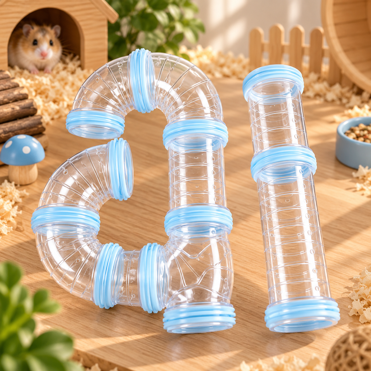 Hamster Tunnel Set – DIY Connectable Transparent Tubes | 3 Colors