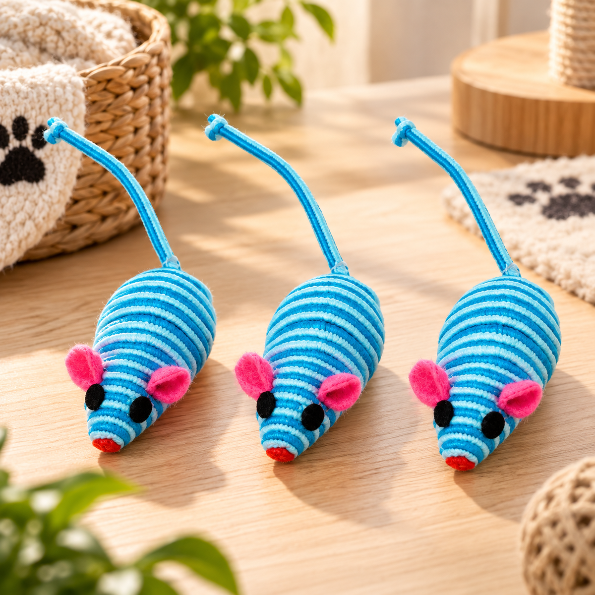 Fabric Mouse Cat Toys – Set of 3