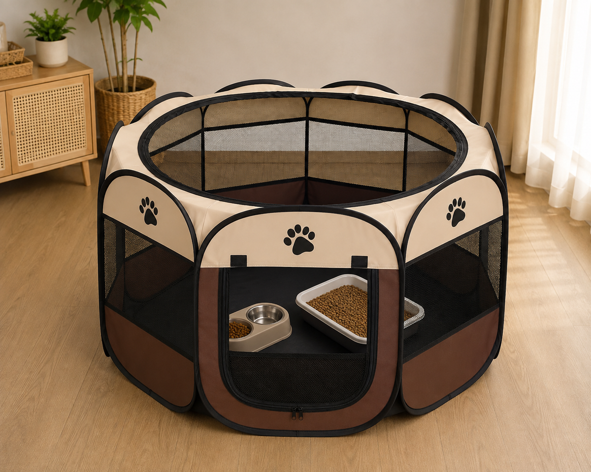 Foldable Octagonal Pet Tent – Indoor & Outdoor Portable Playpen