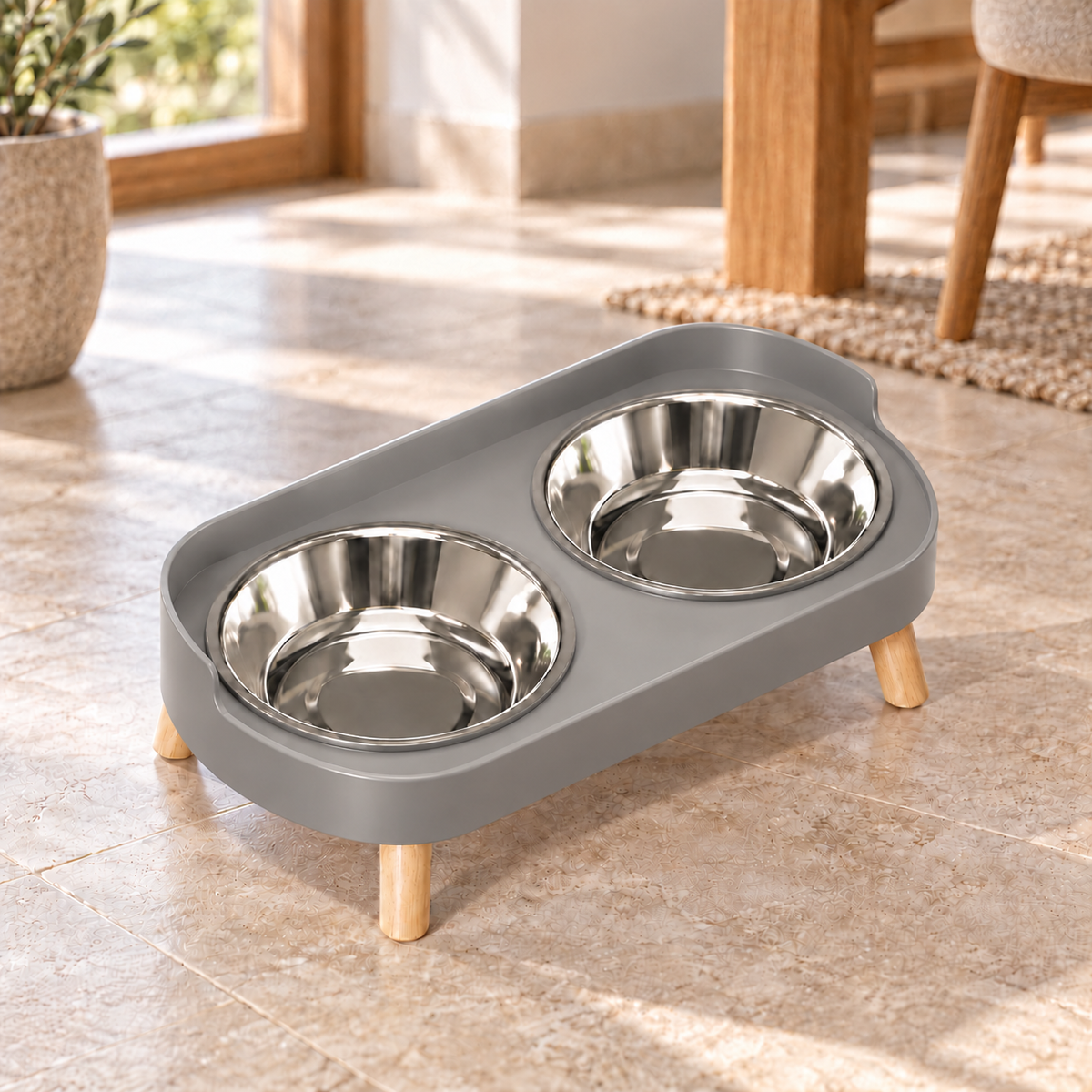 Double Pet Feeding Bowls